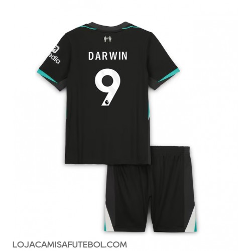 Camisa de Futebol Liverpool Darwin Nunez #9 Equipamento Secundário Infantil 2024-25 Manga Curta (+ Calças curtas)